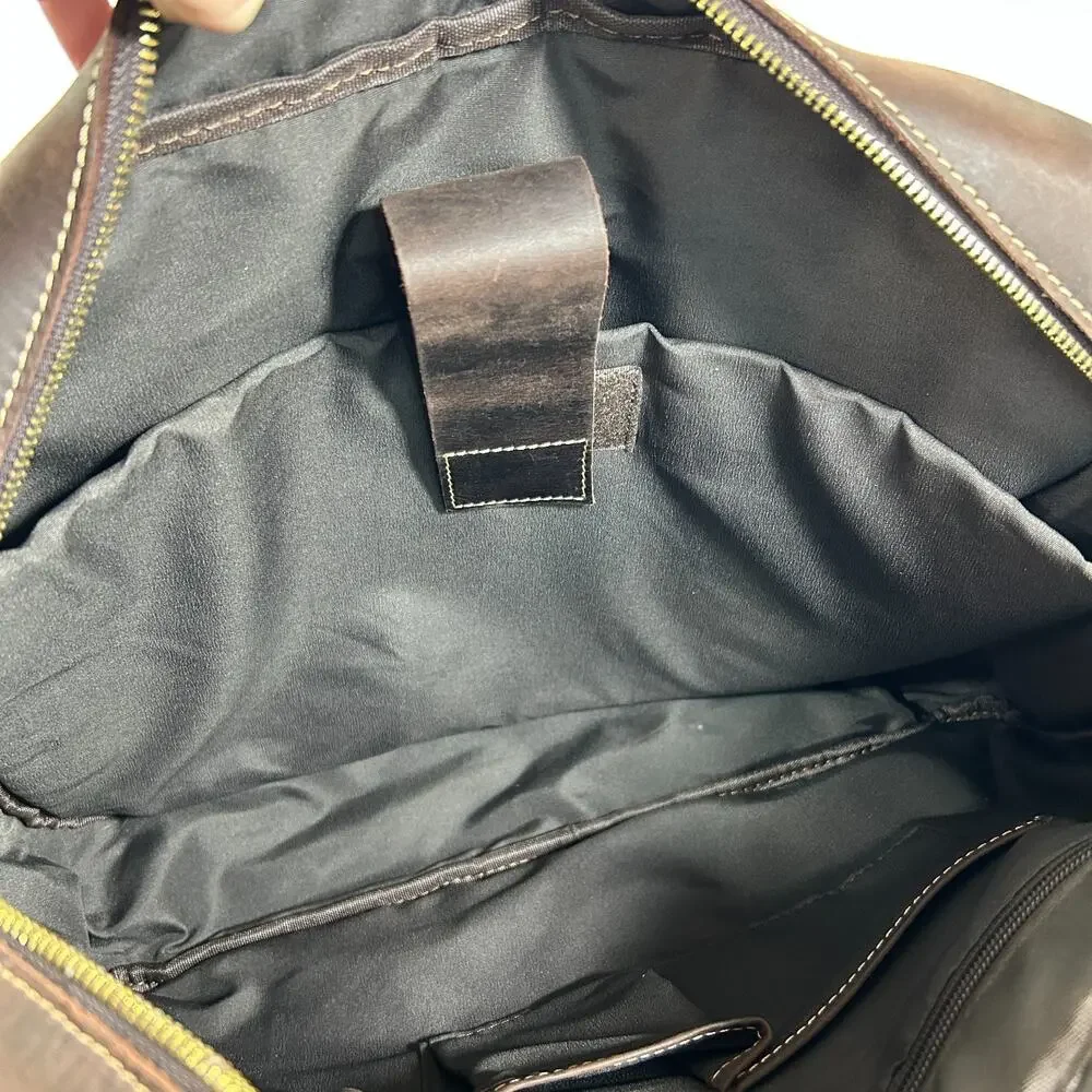 Leather Laptop Briefcase Bag Shoulder Strap Travel Storage Organizer